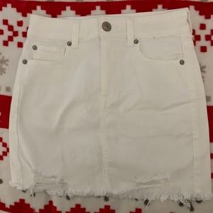 White denim mini skirt
